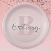 roze monogram en Jouw naam script bevestigen Papieren Bordje