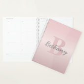 roze monogram en Jouw naam script bevestigen Planner (Display)