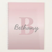 roze monogram en Jouw naam script bevestigen Planner (Voorkant)