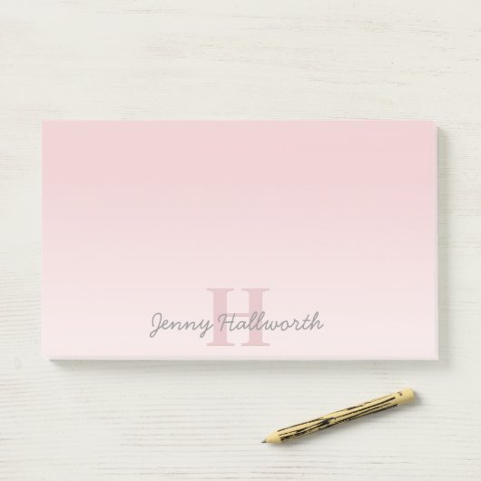 roze monogram en Jouw naam script bevestigen Post-it® Notes (Op bureau)