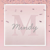 roze monogram en Jouw naam script bevestigen Servet