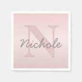 roze monogram en Jouw naam script bevestigen Servet (Voorkant)