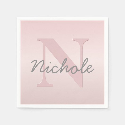  roze monogram en Jouw naam script bevestigen Servet (Voorkant)