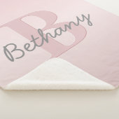 roze monogram en Jouw naam script bevestigen Sherpa Deken (3/4)