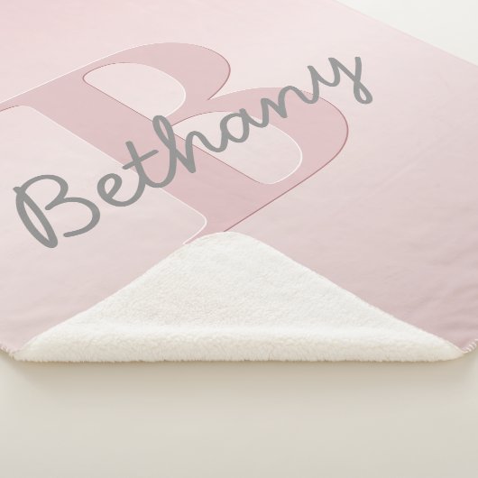  roze monogram en Jouw naam script bevestigen Sherpa Deken (3/4)