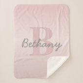 roze monogram en Jouw naam script bevestigen Sherpa Deken (Voorkant)