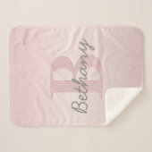 roze monogram en Jouw naam script bevestigen Sherpa Deken (Voorkant (horizontaal))