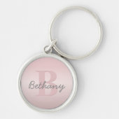  roze monogram en Jouw naam script bevestigen Sleutelhanger (Voorkant)