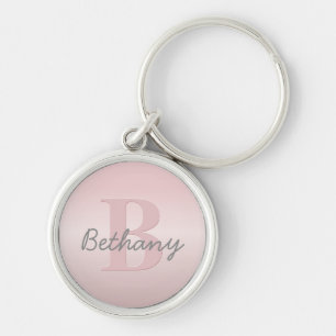  roze monogram en Jouw naam script bevestigen Sleutelhanger