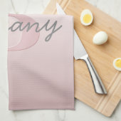 roze monogram en Jouw naam script bevestigen Theedoek (Quarter Fold)