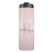 roze monogram en Jouw naam script bevestigen Thermosbeker (Voorkant)