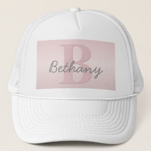  roze monogram en Jouw naam script bevestigen Trucker Pet