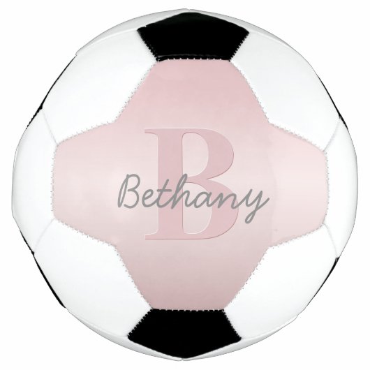 roze monogram en Jouw naam script bevestigen Voetbal (Voorkant)