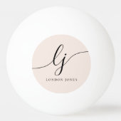 Roze monogram en naam op maat pingpongbal (Voorkant)