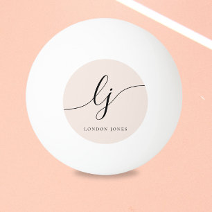 Roze monogram en naam op maat pingpongbal