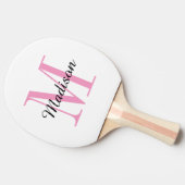 Roze monogram en naam op maat tafeltennisbatje (Zijkant)