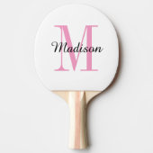 Roze monogram en naam op maat tafeltennisbatje (Voorkant)