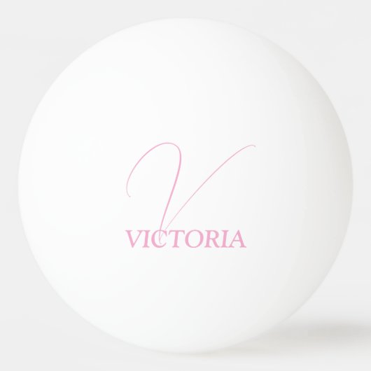 Roze Monogram en Naam Persoonlijk Pingpongbal (Voorkant)