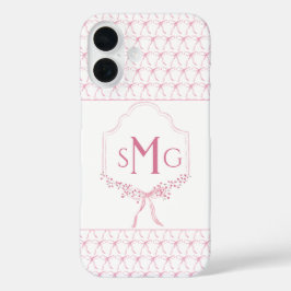 Roze Monogram en Waterverf Bows iPhone hoesje