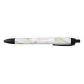Roze Monogram en witte marmeren steen Zwarte Inkt Pen (Bodem)
