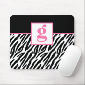 Roze monogram en Zebra Pattern Muismat (Met muis)