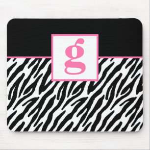 Roze monogram en Zebra Pattern Muismat