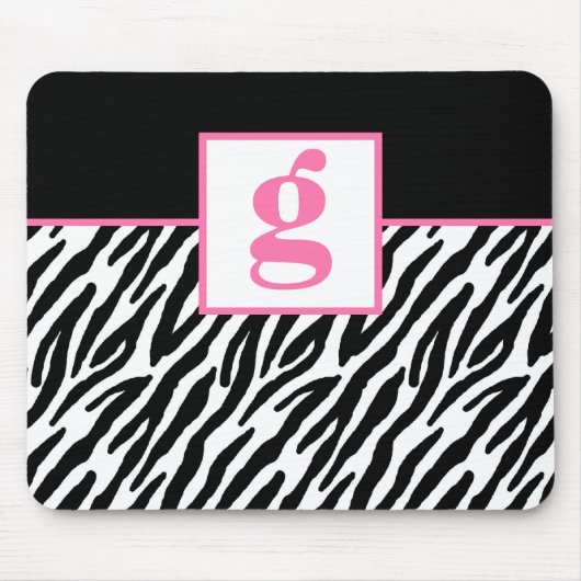 Roze monogram en Zebra Pattern Muismat (Voorkant)