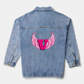 Roze Monogram Engel Vleugels Denim Jas Jacket (Achterkant)