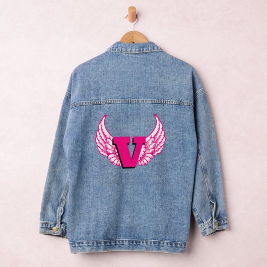 Roze Monogram Engel Vleugels Denim Jas Jacket (Hangar)