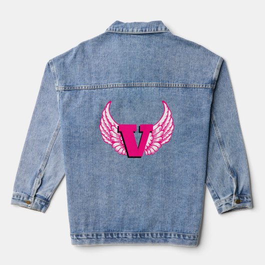 Roze Monogram Engelvleugels Spijkerjas Denim Jacket (Achterkant)