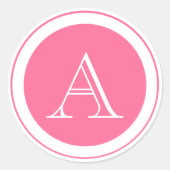 Roze Monogram Envelop Seal Sticker (Voorkant)