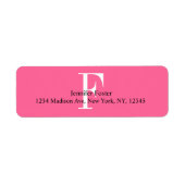 Roze Monogram F Adresetiketten Etiket (Voorkant)