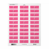 Roze Monogram F Adresetiketten Etiket (Full Sheet)