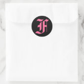 Roze Monogram F Ronde Sticker (Tas)
