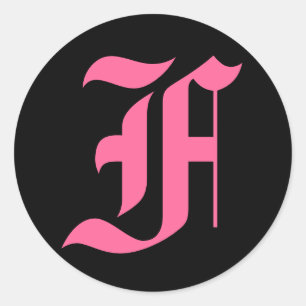 Roze Monogram F Ronde Sticker