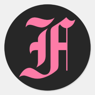 Roze Monogram F Ronde Sticker