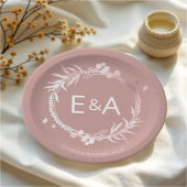 Roze Monogram Faux Folie Weddenschap Papieren Bordje