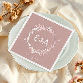 Roze Monogram Faux Folie Weddenschap Servet