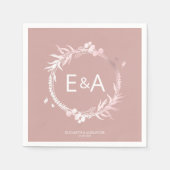 Roze Monogram Faux Folie Weddenschap Servet (Voorkant)