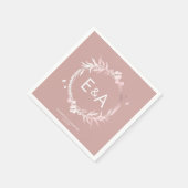 Roze Monogram Faux Folie Weddenschap Servet (Hoek)