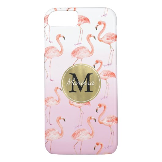 Roze monogram Flamingos Case-Mate iPhone Case (Achterkant)