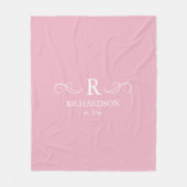 Roze monogram fleece deken (Voorkant)