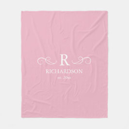 Roze monogram fleece deken