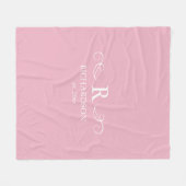 Roze monogram fleece deken (Voorkant (Horizontaal))