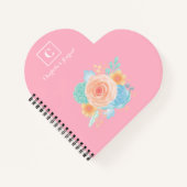 Roze Monogram floraal Notitieboek (Voorkant)