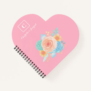 Roze Monogram floraal Notitieboek
