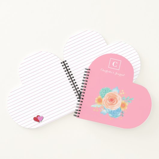 Roze Monogram floraal Notitieboek (Binnen)