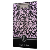 Roze Monogram Floral Damask Klembord (Links)