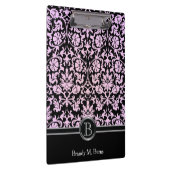 Roze Monogram Floral Damask Klembord (Rechts)