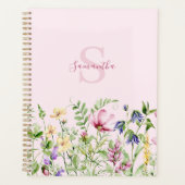 Roze Monogram Floral Planner (Voorkant)
